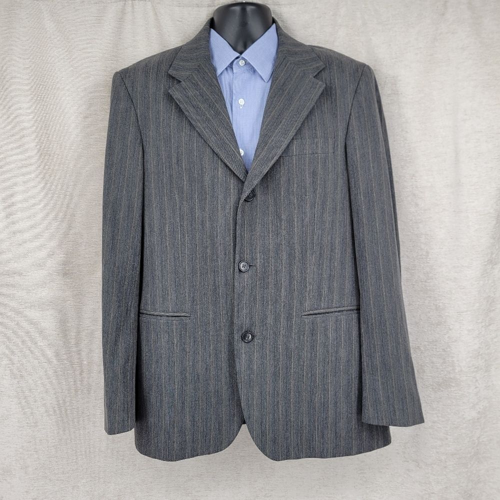 Sisley Blazer Italian Men's Gray Striped Sport Coat Suit Jacket